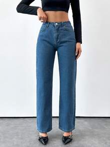 EURMUSE Của phụ nữ Cao eo Quần legging thẳng - Rửa trung bình - Xem 5
