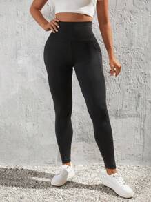 SHEIN Essnce Phone Pocket Wideband Waist Leggings