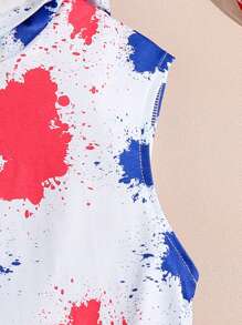 2pcs Cute Boys' Spotted Hoodie And Overalls Set - White - View 3