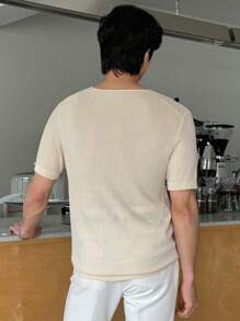 DAZY Men's Summer Solid Knitwear - Beige - View 2