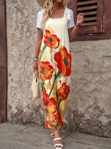 EMERY ROSE Women's Casual Summer Floral Jumpsuit With Tie Straps - Multicolor - View 3