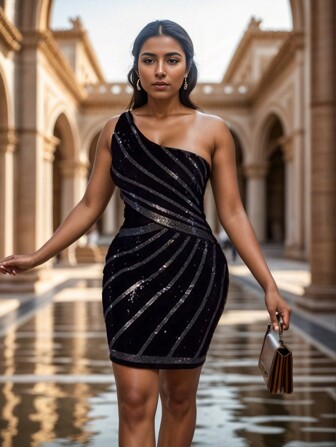 女士水钻网眼露肩紧身迷你连衣裙优雅舞会半正式婚礼宾客礼服，适合生日、毕业典礼、返校节