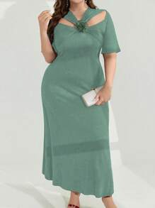 Modelyn Plus Size Women's Simple Solid Color Casual Dress For Daily Wear