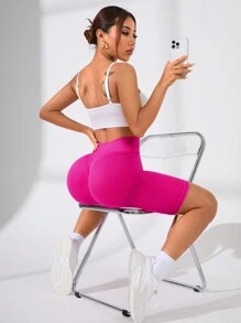 Easithlete 1 chiếc quần short tập yoga/đạp xe có độ đàn hồi cao dành cho nữ, thoáng khí và ôm sát cơ thể, thích hợp để chạy bộ, tập thể dục, đạp xe, v.v. - Hồng - Xem 7