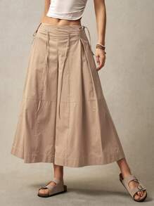 Bohemela Women's Solid Color Pleated Loose Wide Leg Pants For Vacation
