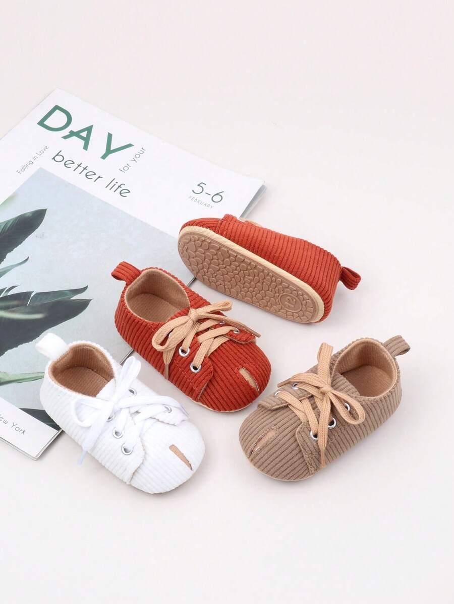嬰兒/幼兒春秋季透氣柔軟底防滑行走鞋，配有蝴蝶結，適合日常穿著，平底鞋 - 白色 - 查看 1
