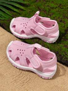 Infant Lightweight Anti-Slip Durable Soft Sole Beach Hook And Loop Sports Campus Sandals - Pink - View 4