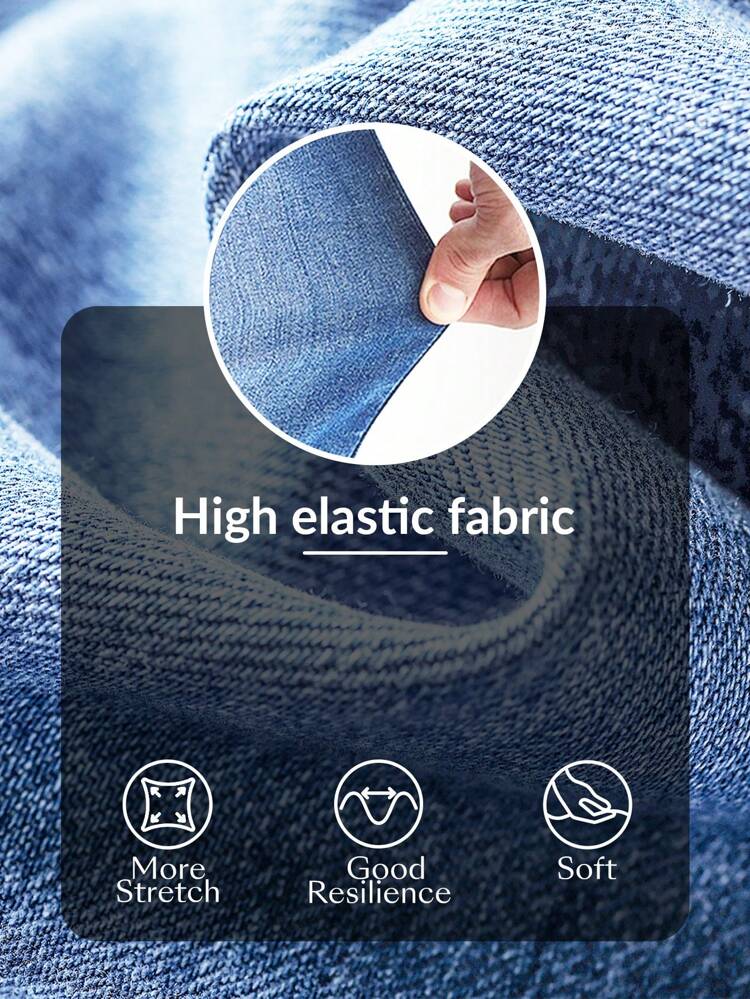 Solid Color Slim Fit Denim Shorts With Pocket And Side Slit, Summer Casual