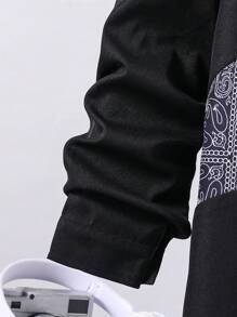 SHEIN BA- Boys' Single-Breasted Casual Long Sleeve Shirt With Print Pattern 05