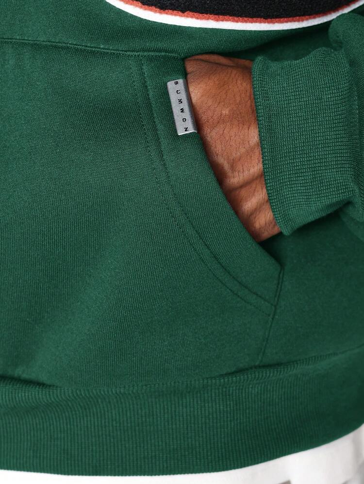 Varsity Style Number Graphic Pullover Hoodie With Centre Pocket