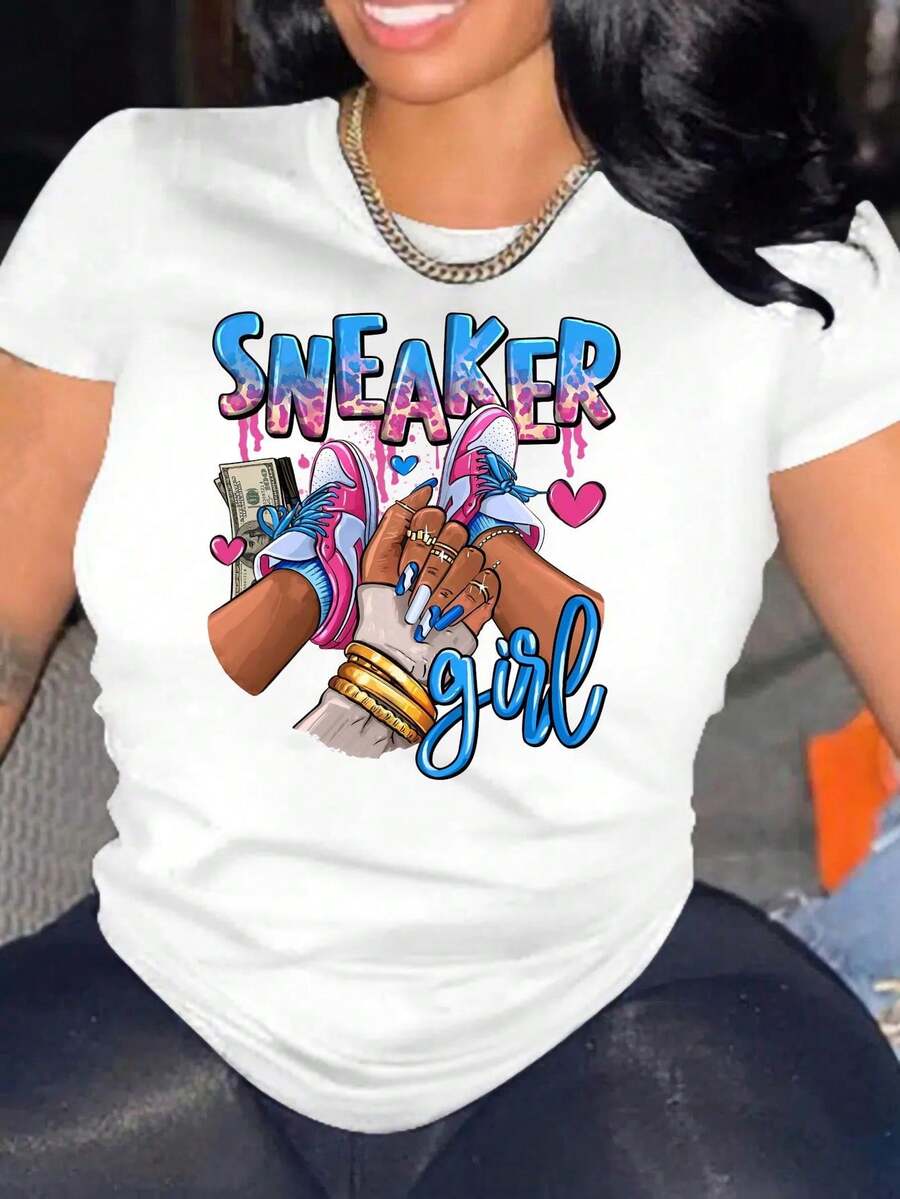 Plus Size Women's Short Sleeve T-Shirt, For Summer - White - View 1