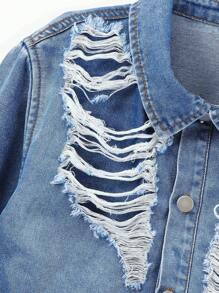 Váy denim vừa vặn cổ điển và sành điệu cho các cô gái tuổi teen - Rửa trung bình - Xem 4