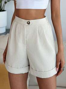 Firerie Women's Elegant Commuter Shorts With Gathered Waist And Rolled Hem