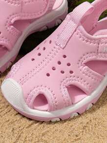 Infant Lightweight Anti-Slip Durable Soft Sole Beach Hook And Loop Sports Campus Sandals - Pink - View 3