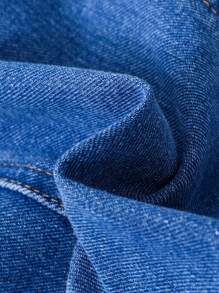 SHEIN 寶寶男童夏季藍色破洞無袖襯領牛仔外套 - 中等水洗藍 - 查看 4