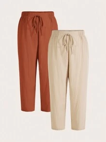 Elaquor Bequeme Leinenhose mit elastischem Bund und weitem Bein, atmungsaktiv und angenehm für den täglichen Gebrauch, Urlaub und den Arbeitsweg