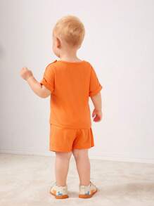 SHEIN 6pcs/Set Boys' Baby Clothing With Simple, Fun, Colorful Dopamine & Alphabet Printed Patterns, Perfect For Holidays And Outings, Spring & Summer