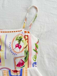 Soleia Váy đi biển mùa hè Boho họa tiết trái cây lưới cầu vồng vui tươi dành cho nữ, thích hợp cho đám cưới, ngày lễ, lễ hội - Nhiều màu - Xem 4