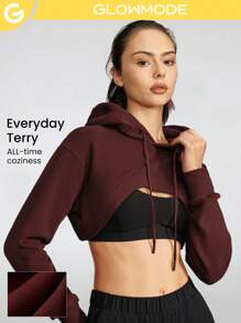 GLOWMODE Get Sporty Cropped Sweatshirt - Brown - View 1