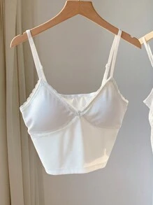 Comfortcana Women's Solid Color Simple Daily Camisole Top - White - View 5
