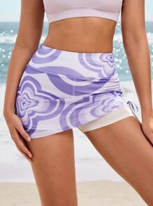 Easithlete Ladies' Random Floral Simple Daily Sports Skirt & Culottes - Lilac Purple - View 1