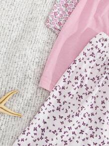 RueChic 棉质 3 件套印花和标签细节家居服休闲短裤 - 彩色 - 查看 5