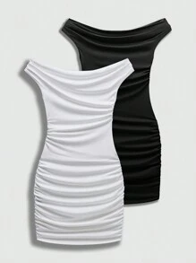 Flirla Sexy Off-Shoulder Y2K Style Dress