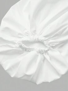 SHEIN Unity 加大尺碼純色燈籠袖休閒連衣裙，單排扣設計 - 白色 - 查看 5