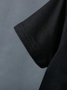 Young Boy Customized Printed Short Sleeve T-Shirt Style Hit  Summer Tops  Thanksgiving - Black - View 5