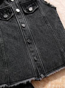 Tween Girls 2 件套夏季服装 - 纯色原始下摆背心、休闲背心和字母吊带连体裤