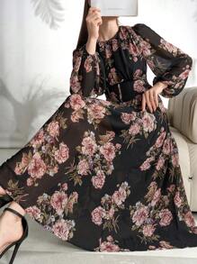 Modelyn Women's Random Printed Simple Long Sleeve Daily Dress - Multicolor - View 2