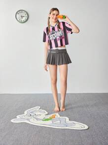 LOONEY TUNES X SHEIN Cartoon Rabbit Shaped Rug (1pc) - Light Grey - View 2