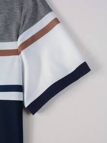 Manfinity Homme Áo Polo Nam Sọc Ngắn Tay Thường Ngày Đi Làm Mùa Hè, Áo Sơ Mi Phối Nút Màu Cho Chồng - Nhiều màu - Xem 7