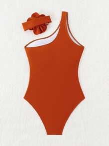 Maillot de bain d'une seule pièce pour filles adolescentes à couleur unie avec collier, costume de baignade pour plage d'été