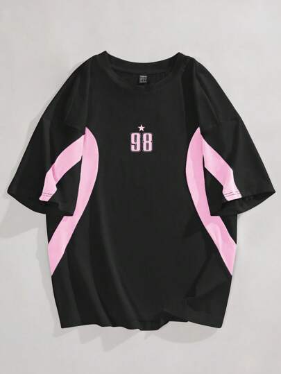 Coolane Women's Sportswear Colorblock Number Printed Jersey T-Shirt