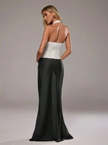 Aloruh Váy Satin eo thấp - màu đen - Xem 3