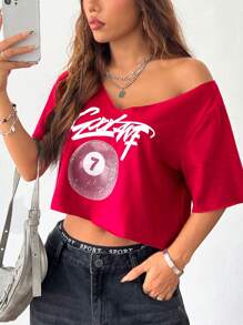 Coolane Camiseta casual de verano con escote en V y hombros descubiertos para mujer, atuendo para festivales de música