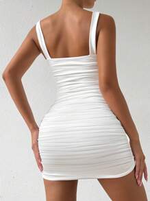 Allurite Vestido mini ajustado y sexy con pliegues y ajuste de cintura para verano