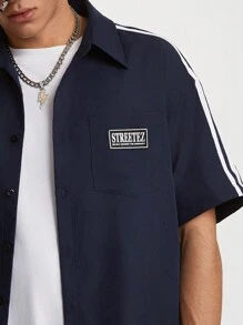 Manfinity VCAY Men's Loose Solid Woven Shirt Suit, Suitable For Summer - Royal Blue - View 6