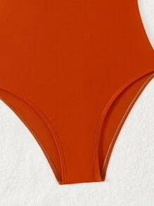 Maillot de bain d'une seule pièce pour filles adolescentes à couleur unie avec collier, costume de baignade pour plage d'été