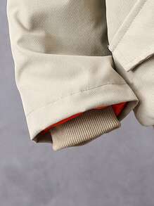 SHEIN Young Boy Casual Hooded Jacket With Fur Collar, Autumn Winter - Khaki - View 3