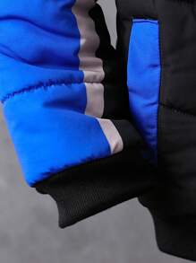 SHEIN معطف كابوت طويل للأولاد الصغار، طباعة حرفية باللونين، أكمام طويلة، ملابس كاجوال للخارج والمدرسة في الشتاء - متعدد الألوان - مشاهدة 7