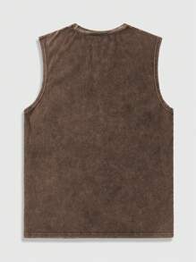 ROMWE MEN Street Life Men's Funny Graffiti Portrait Print Washed Floral Vintage Tank Top, Summer
