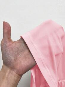 SHEIN Essnce 女士休闲粉色紧身圆领胸垫透气基本款吊带背心女士上衣无胸罩背心褶皱加垫吊带背心褶皱加垫夏季/秋季吊带背心上衣 - 粉色 - 查看 6