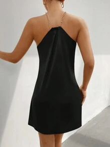 Firerie Women's Sexy Necklace Straps Bodycon Dress - Black - View 2