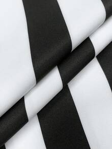 女士簡約日常黑白條紋印花連衣裙 - 黑與白 - 查看 5