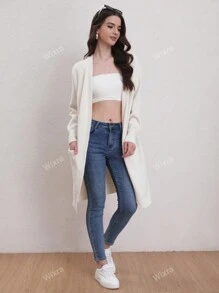 Loose Fit Cardigan With Raglan Sleeve And Medium Length