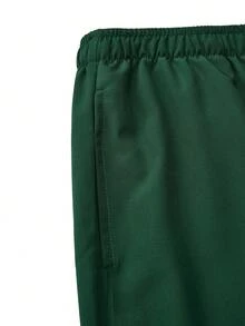 SHEIN TaskFit Women's Striped V-Neck Short Sleeve Top And Pants Casual Business Suit, Scrub Set - Green - View 10