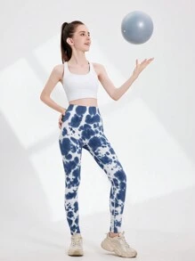 SHEIN Teen Girls' Printed Simple Daily Sports Pants, Long - Multicolor - View 3