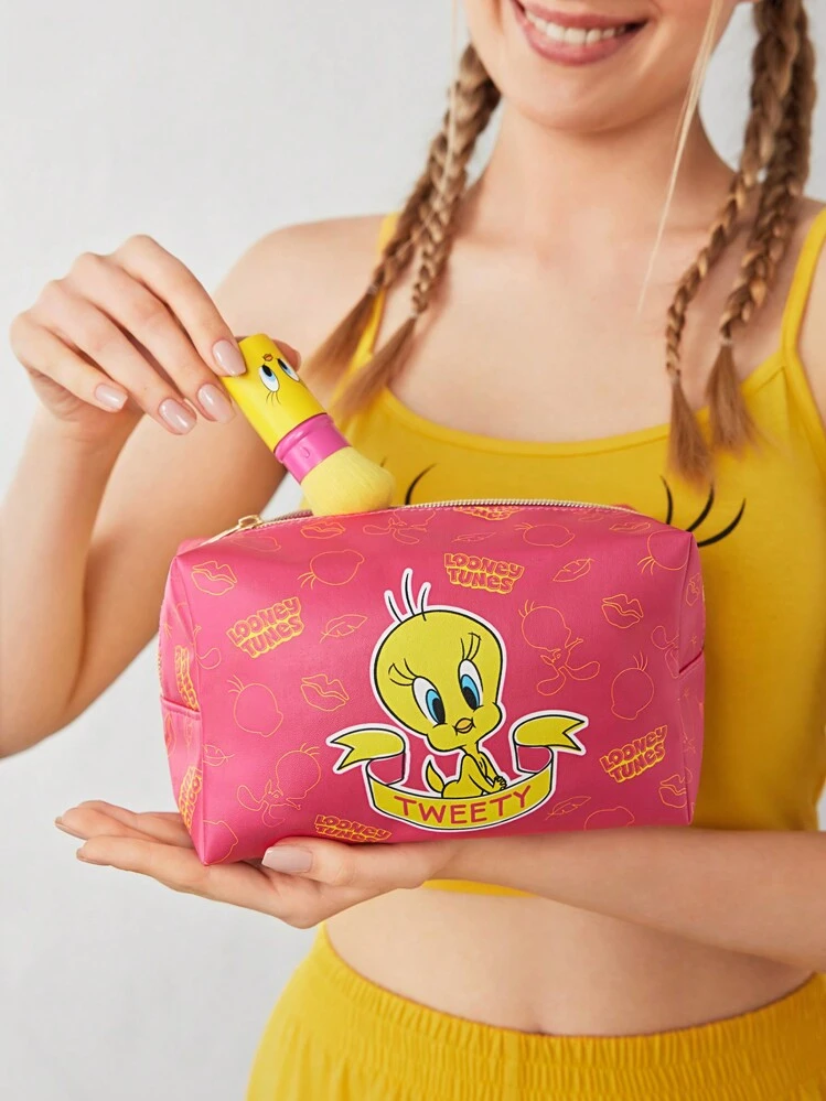 LOONEY TUNES X SHEIN カートゥン文字プリント ポータブル化粧ポーチ
